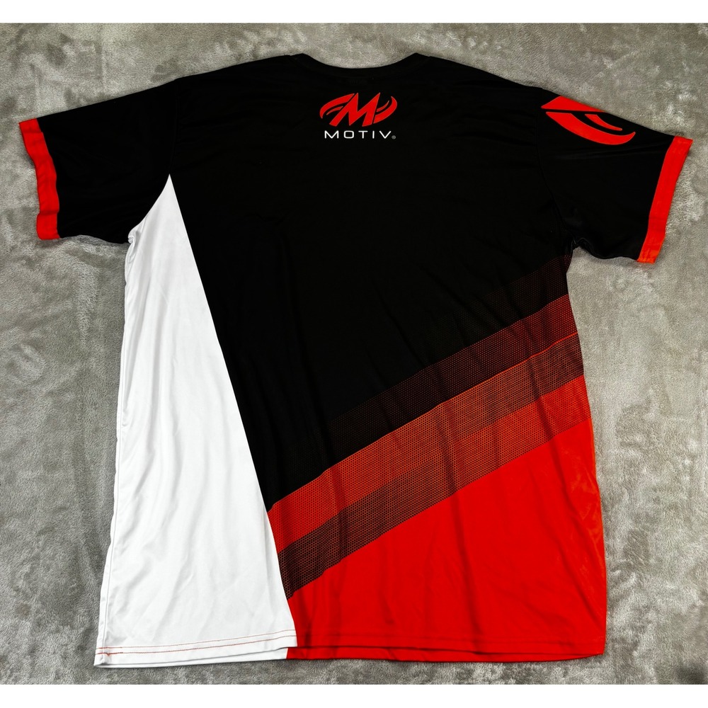 Motiv Bowling Jersey Mens 3XL Black Orange Excellent Sublimated Graphic Tee - Picture 3 of 5